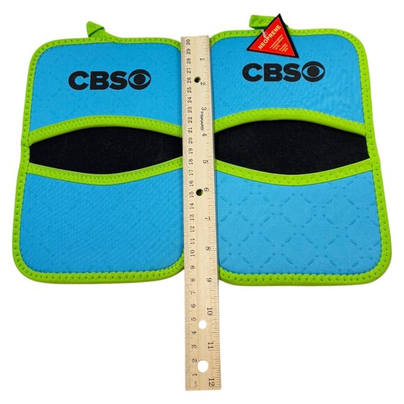 Oven Glove CBS TV Eye Promotional Lot 2 Neoprene Blue New Promo - Picture 4 of 6